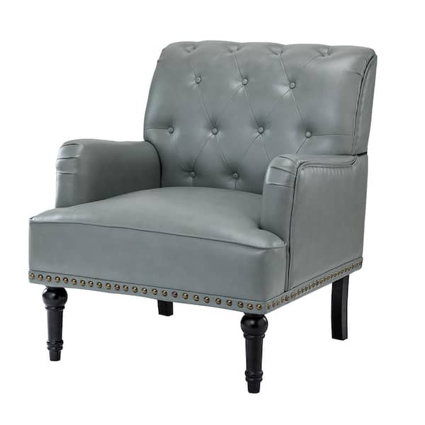JAYDEN CREATION Venere Classic Sage Button-tufted Armchair with Turned Legs and Nailhead Trim
