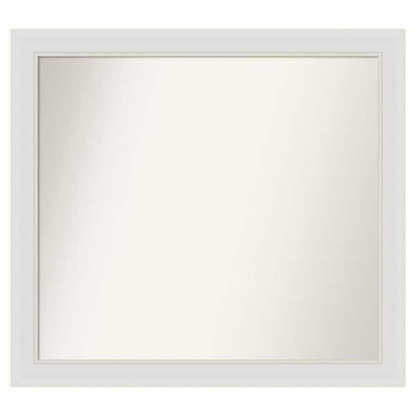 Amanti Art Flair Soft White Narrow 32 in. x 29 in. Custom Non-Beveled Satin Recyled Polystyrene Bathroom Vanity Wall Mirror