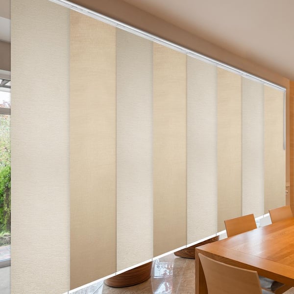 EMOH Serene 130 in. - 175 in. W x 94 in. L Adjustable 8- Panel White Double Rail Panel Track with 23.5 in. Slates