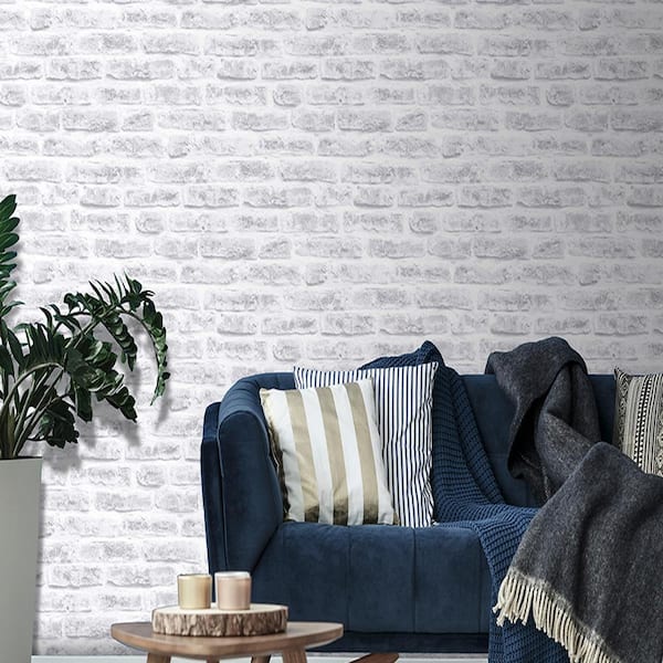 Transform Industrial Brick White Peel and Stick Wallpaper