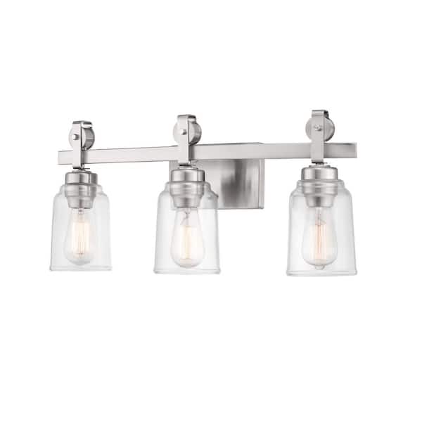 Home Decorators Collection Knollwood 22, Knollwood 5 Light Brushed Nickel Chandelier With Clear Glass Shades