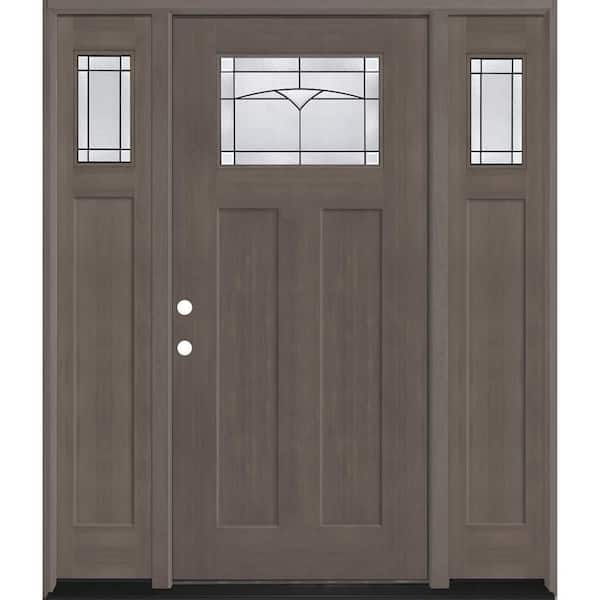 Regency 64 in. x 80 in. 1/4 TopL Horizon Glass RHIS Ashwd Fir Fiberglass Prehung Front Door w/12 in. -1/4Top SLs 6-9/16