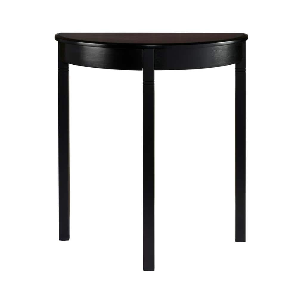 Osborne 26 in. Black/Cherry Half Moon Wood Console Table with Storage