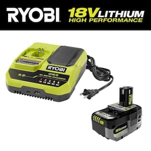 ONE+ 18V 8A Rapid Charger with ONE+ 18V 4.0 Ah Lithium-Ion HIGH PERFORMANCE Battery