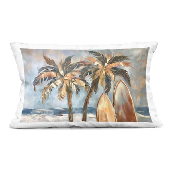 Stupell Industries Warm Tropical Surfboards Tan Abstract Polyester 14 in. X 20 in. Throw Pillow