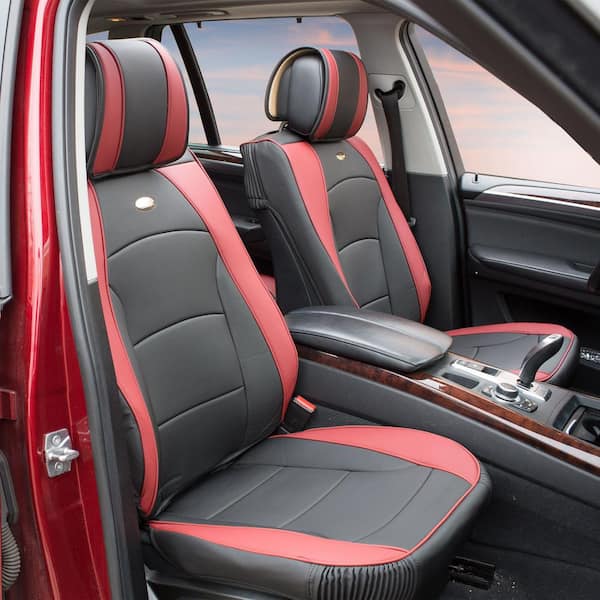 FH Group Ultra-Comfort Leatherette 47 in. x 23 in. x 1 in. Seat Cushions - Front Set, Red