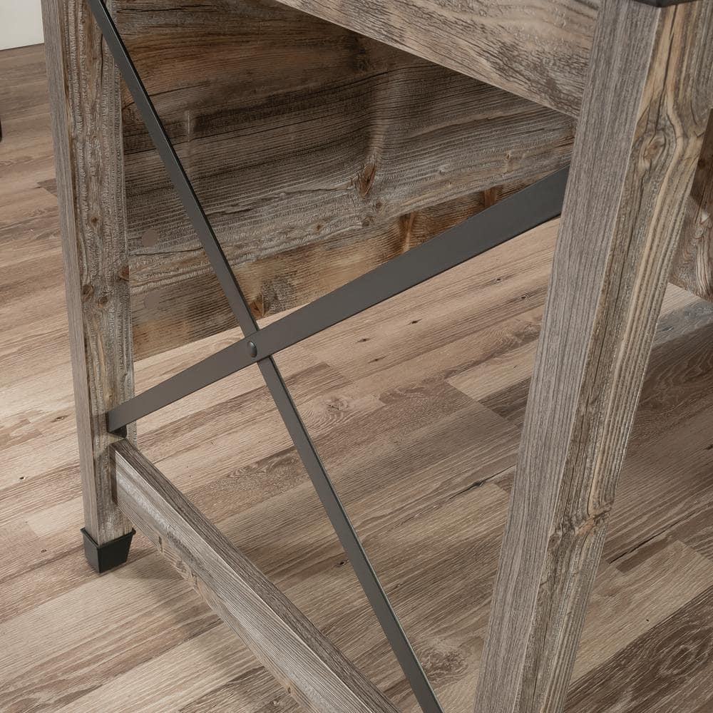 Rustic Cedar Wood Desk with Drawers and Filing Cabinet