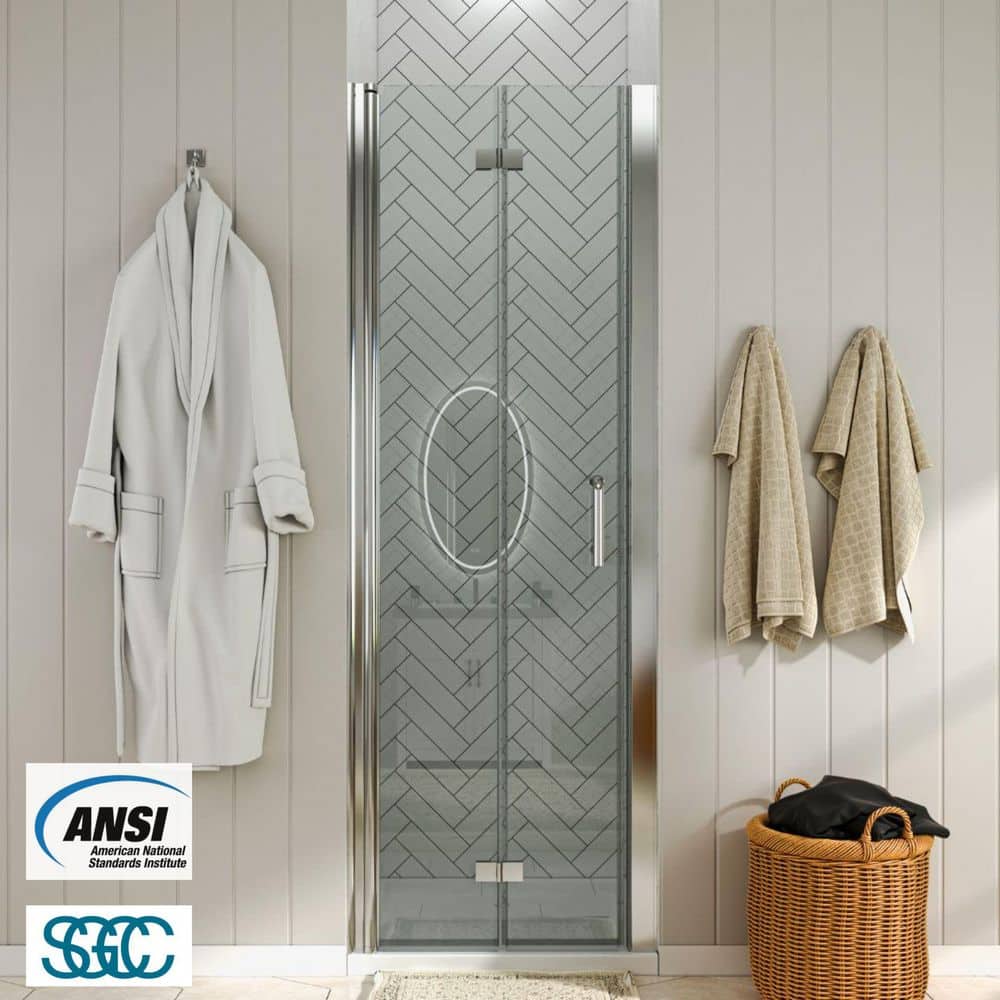 30 to 31-1/4 in. W x 72 in. H Bi-Fold Frameless Shower Doors in Chrome with Clear Glass price history on PriceWatchPro
