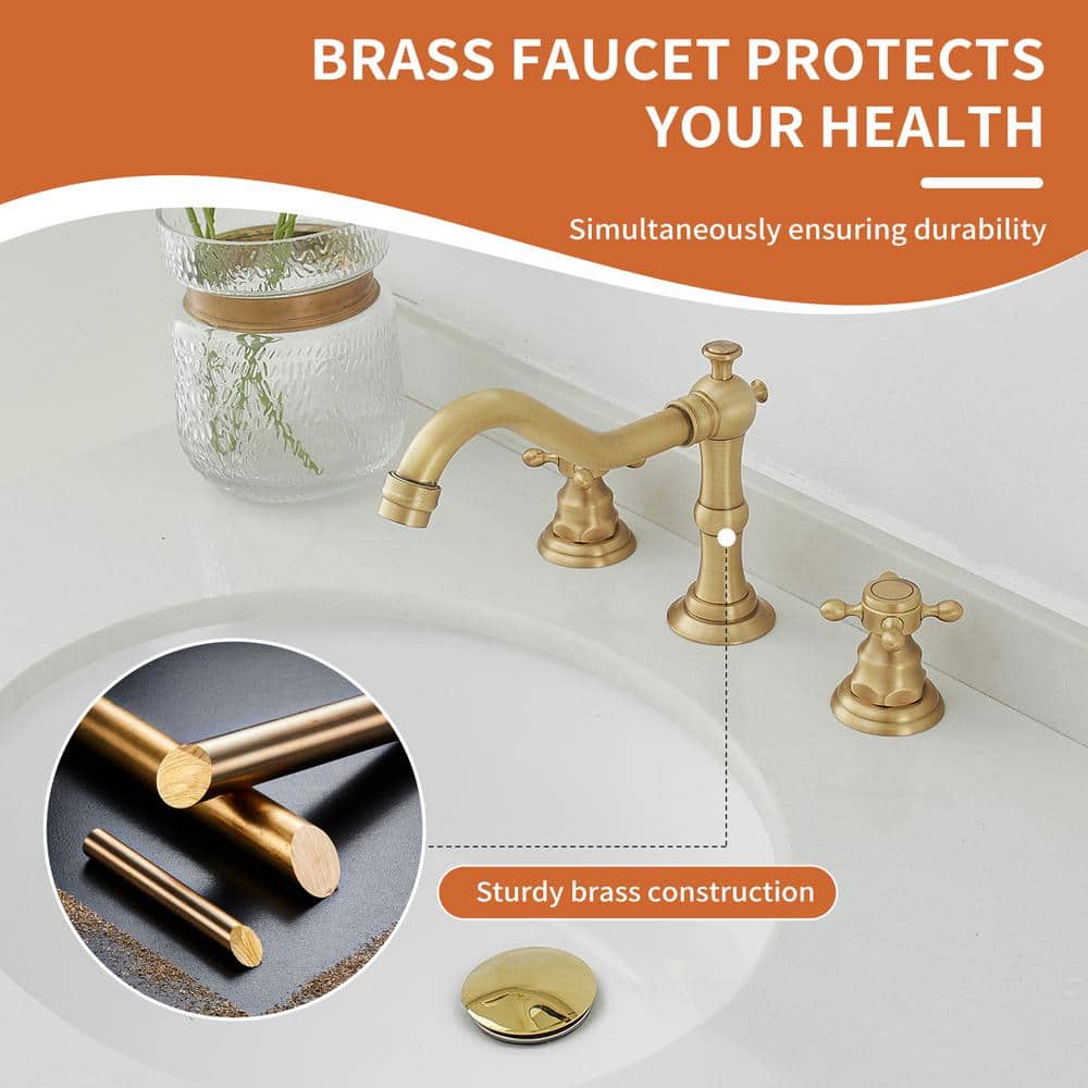 Antique Brass Double-Handle Widespread Bathroom Faucet