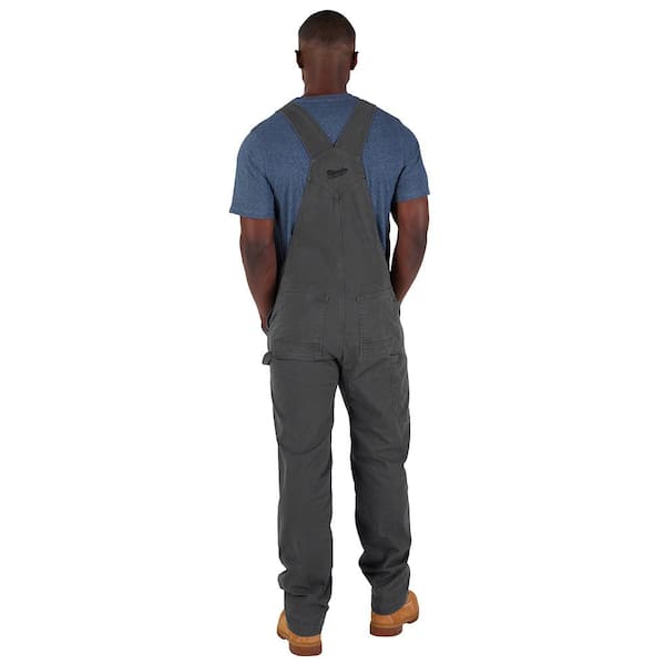 Milwaukee Men's Gray 30 in. x 34 in. FREEFLEX Unlined Bib Overalls