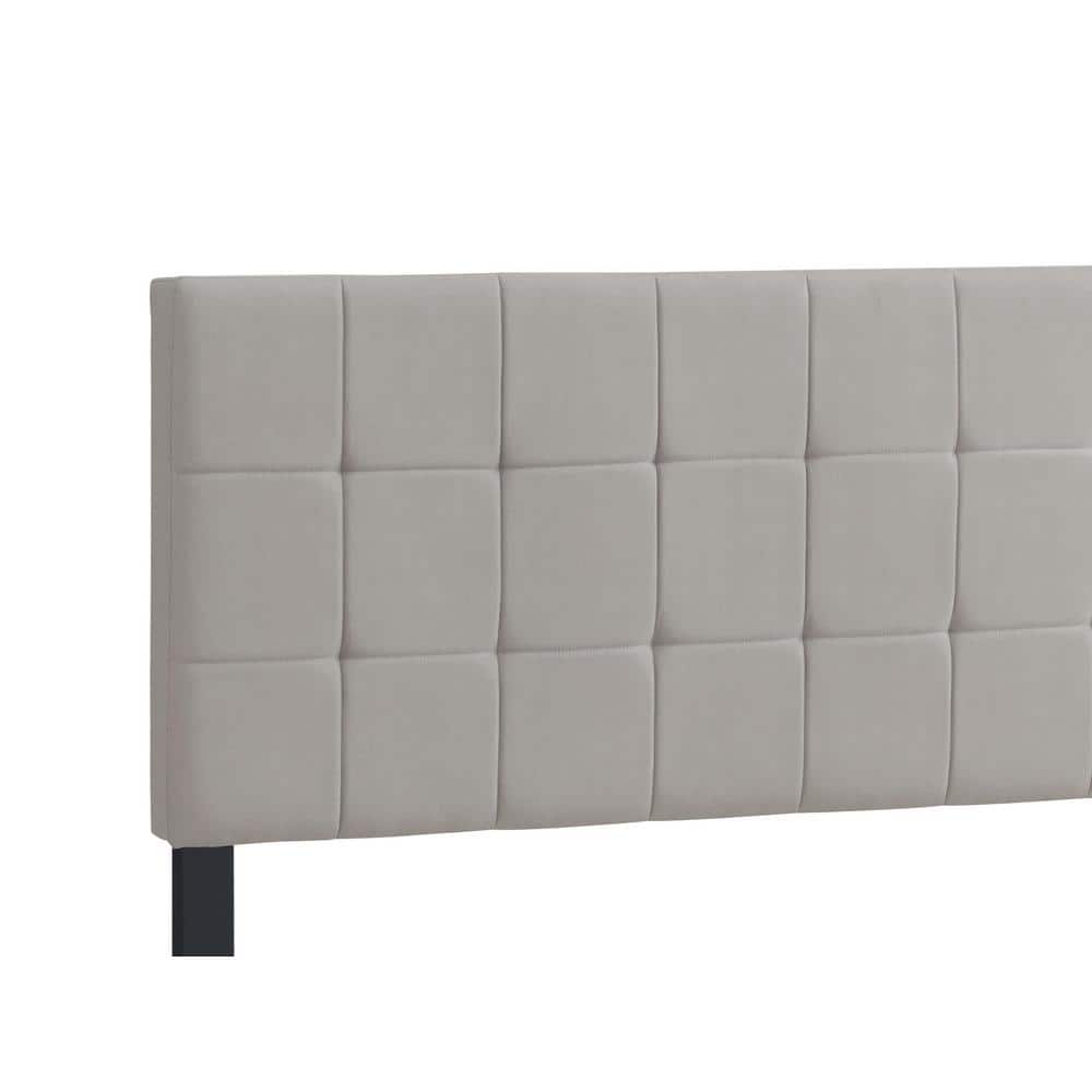 Beige King Upholstered Bed with Tufted Headboard