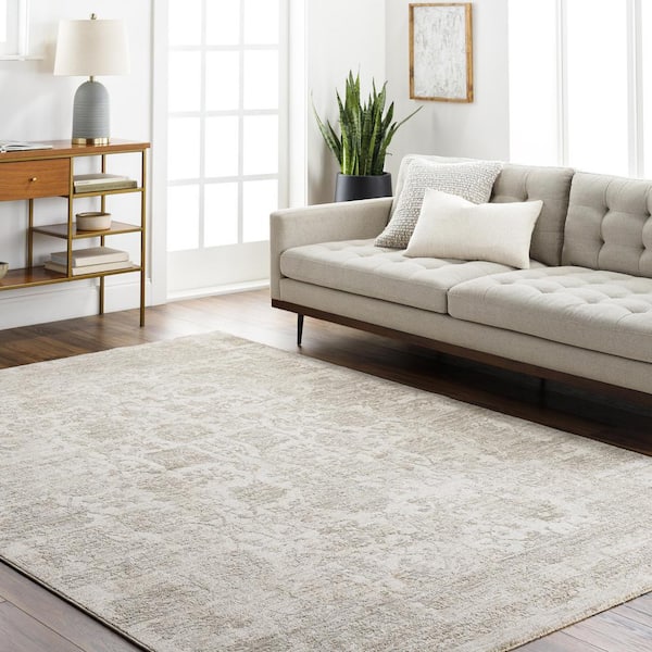 Masterpiece Cream/Gray 10 ft. x 11 ft. Solid Color Indoor Runner