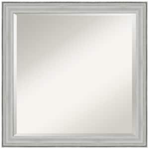 Bel Volto Silver 23 in. x 23 in. Beveled Square Wood Framed Bathroom Wall Mirror in Silver