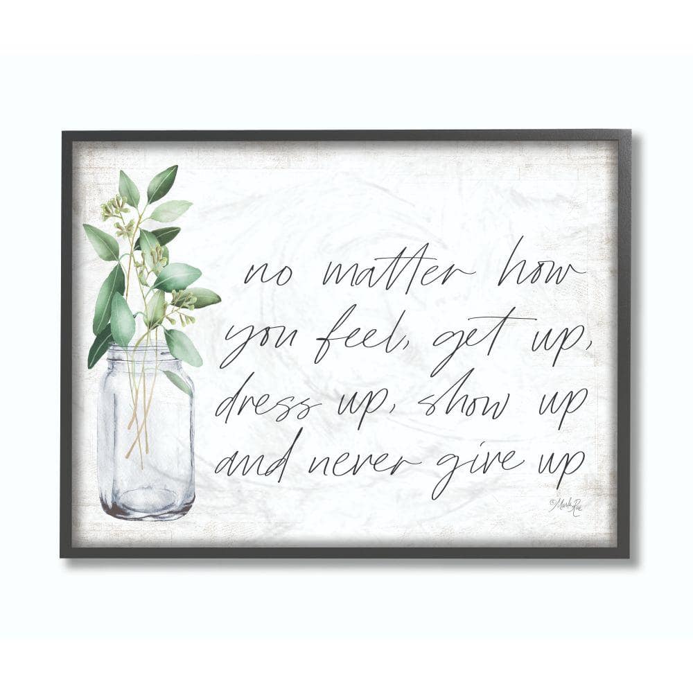 "16 in. x 20 in. ""No Matter How You Feel Never Give Up Inspirational Plants in Mason Jar"" by Marla Rae Framed Wall Art" price history on PriceWatchPro
