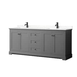 Avery 80 in. W x 22 in. D x 35 in. H Double Bath Vanity in Dark Gray with Carrara Cultured Marble Top