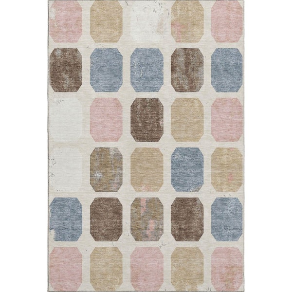 Mayfield Premium Machine Washable Abstract AMF1950 Linen 5 ft. x 7 ft. 6 in. Area Rug