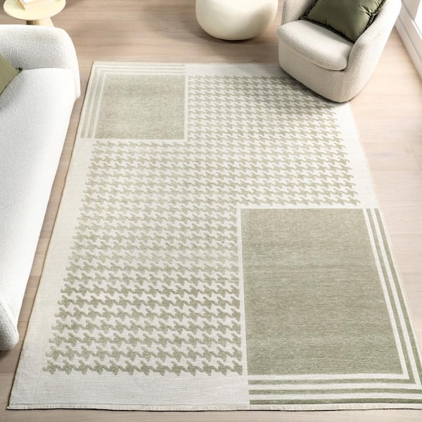 Iyla Geometric Reversible Green 5 ft. x 8 ft. Modern Area Rug