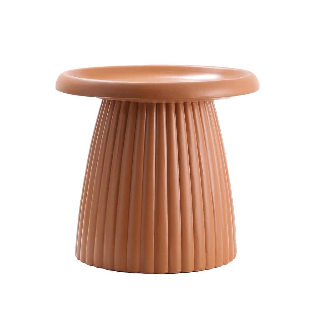 Lola 17.91 in. Light Coffee Round MGO Concrete Indoor/Outdoor Side Table with Fluted Pedestal Base price history on PriceWatchPro