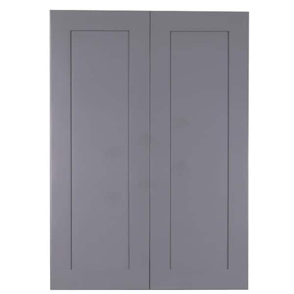 LIFEART CABINETRY Lancaster Gray Plywood Shaker Stock Assembled Wall Kitchen Cabinet 24 in. W x 42 in. H x 12 in. D