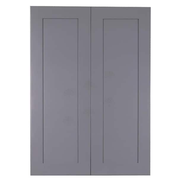 LIFEART CABINETRY Lancaster Gray Plywood Shaker Stock Assembled Wall Kitchen Cabinet 36 in. W x 42 in. H x 12 in. D
