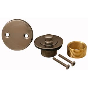 Lift and Turn Bath Tub Drain Conversion Kit with 2-Hole Overflow Plate, Antique Nickel