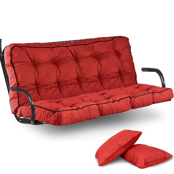 70 in. x 40 in. Porch Swing Cushions with Backrest Outdoor Swing Cushions Replacement Waterproof Red