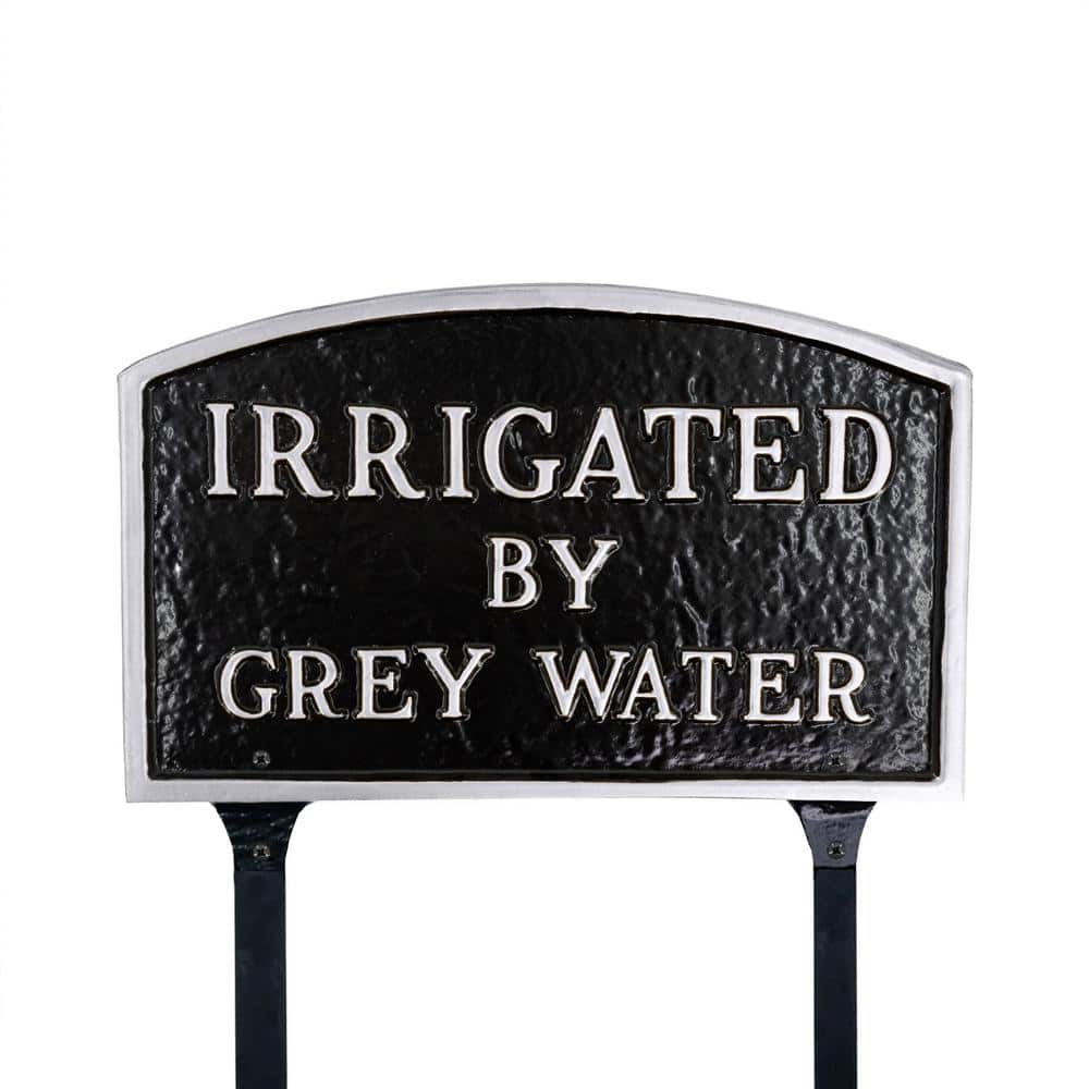 10 in. x 15 in. Standard Arch Irrigated by Grey Water Statement Plaque Sign with Lawn Stakes - Black/Silver price history on PriceWatchPro