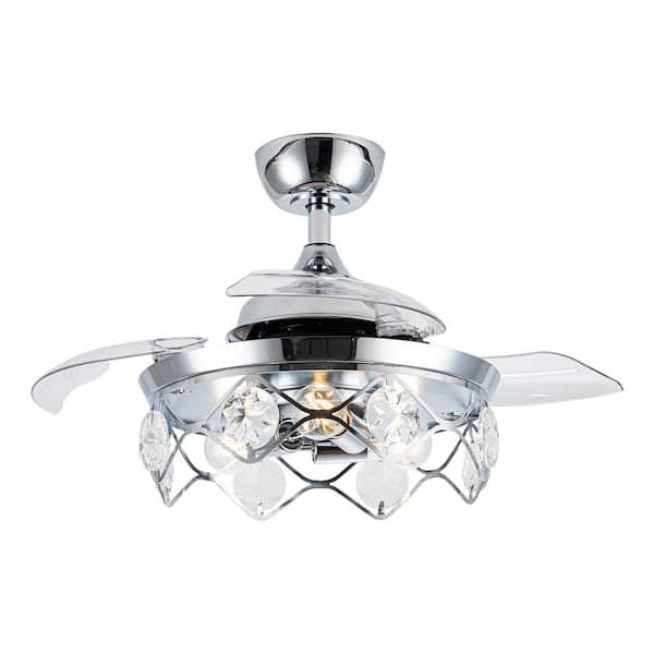 Flint Garden Modern 36 in. Indoor 3 Blades Chrome Retractable Ceiling Fan with Remote and Light Kit