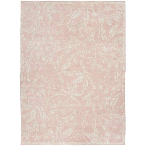 Nourison Whimsicle Pink 5 ft. x 7 ft. Floral Contemporary Area Rug ...