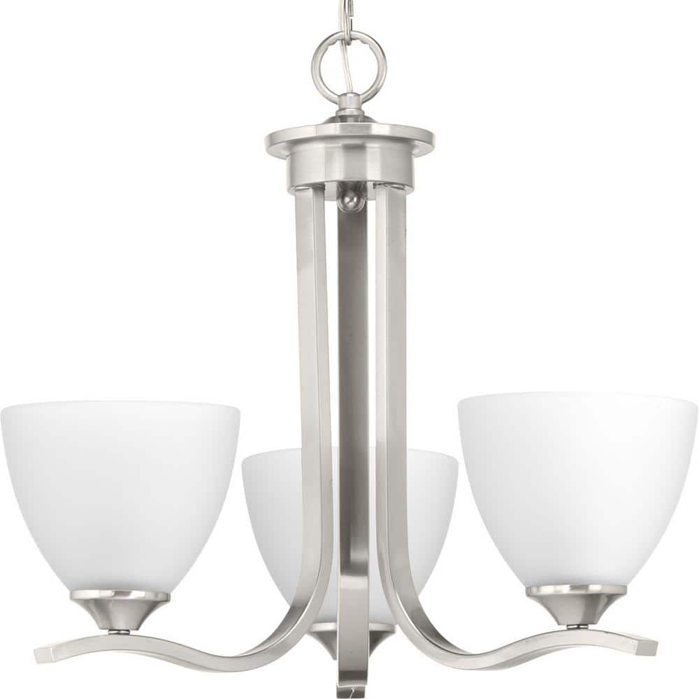 Laird Brushed Nickel 3-Light Chandelier with Glass Shades