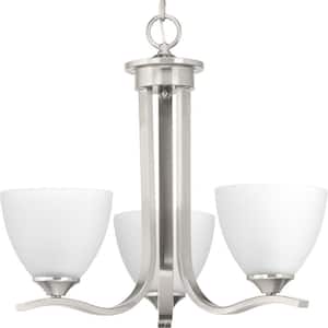 Laird Collection 3-Light Brushed Nickel Etched Glass Traditional Chandelier Light