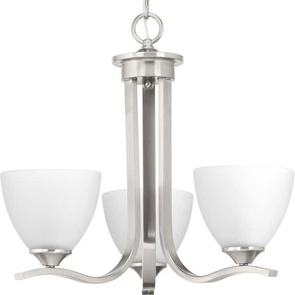Progress Lighting Laird Collection 3-Light Brushed Nickel Etched Glass Traditional Chandelier Light