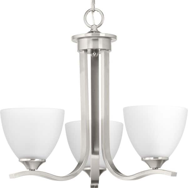 Progress Lighting Laird Collection 3-Light Brushed Nickel Etched Glass Traditional Chandelier Light