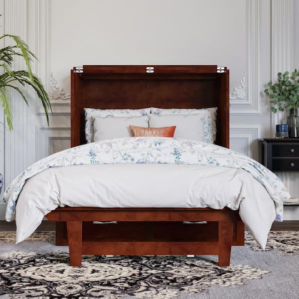 AFI Northfield Walnut Brown Solid Wood Frame Twin XL Murphy Bed