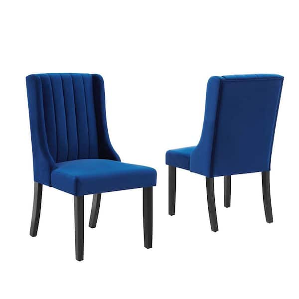 MODWAY Renew Navy Upholstered Parsons Performance Velvet Dining Chairs - Set of 2