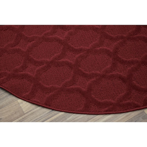 Sparta Chili Red 5 ft. x 5 ft. Round Trellis Area Rug