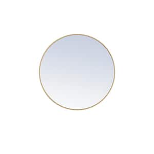 Timeless Home 36 in. W x 36 in. H x Contemporary Metal Framed Round Brass Mirror