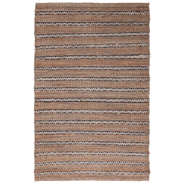 SAFAVIEH Natural Fiber Navy/Beige 6 ft. x 9 ft. Striped Woven Area Rug