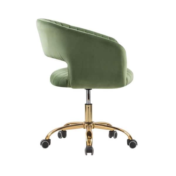 HOMEFUN Green Velvet Morden Cute Upholstered Task Chair HFHDSN