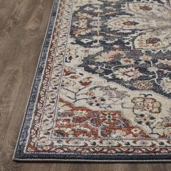 Malanie Charler Blue 4 ft. x 6 ft. Geometric Polypropylene Indoor Area Rug