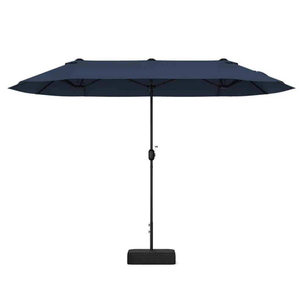 13 ft. Blue Steel Push-Up Patio Umbrella in Blue