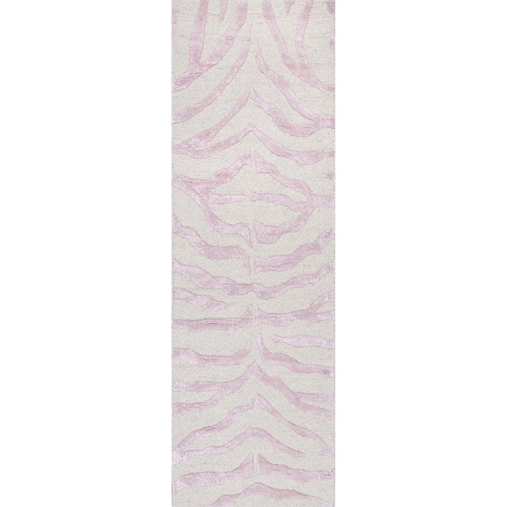 nuLOOM Zebra Stripes Pink 2 ft. x 6 ft. Indoor Runner Rug ZF5B206