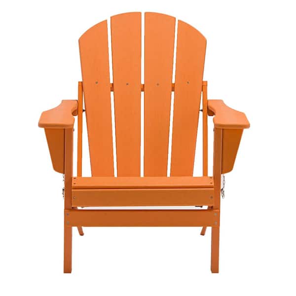 Unbranded Serga Orange Plastic Folding Outdoor Adirondack Chair
