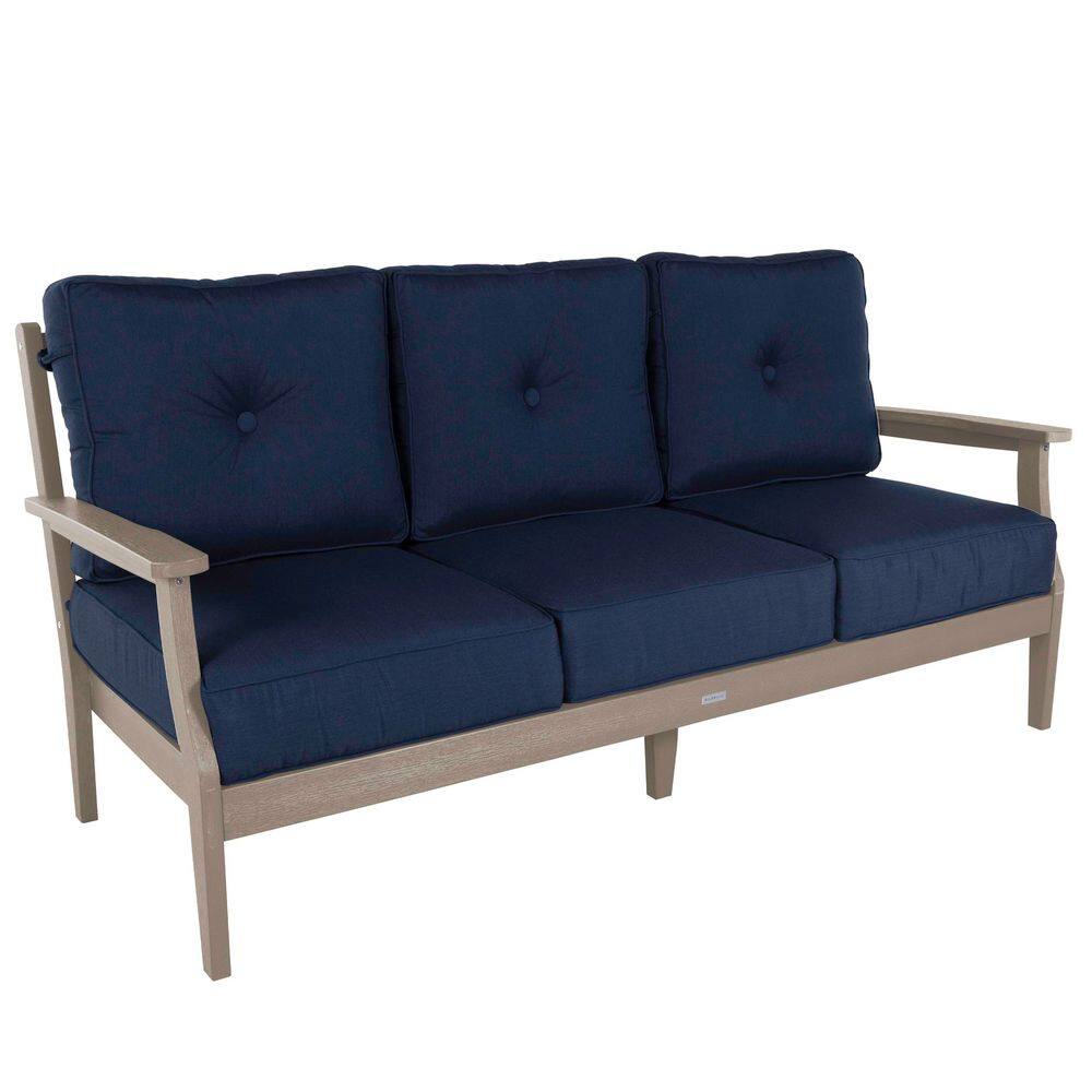 Lehigh Woodland Brown Recycled Plastic Outdoor Deep Seating Sofa / Couch with Sunbrella Spectrum Indigo Cushions price history on PriceWatchPro
