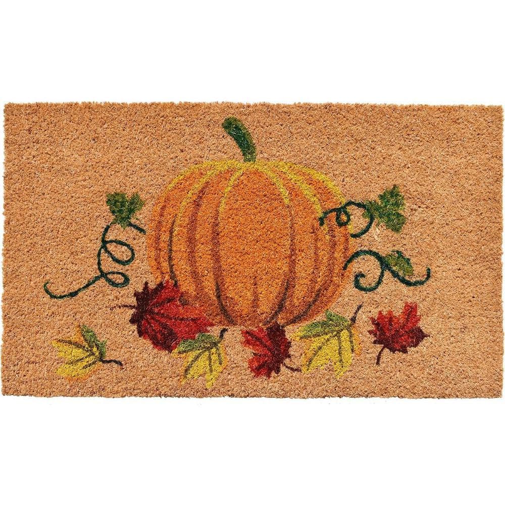 Home Threads Doormat HomeRoots Multi-Colored 29 in. x 17 in. Coir Non-Slip Indoor / Outdoor ...