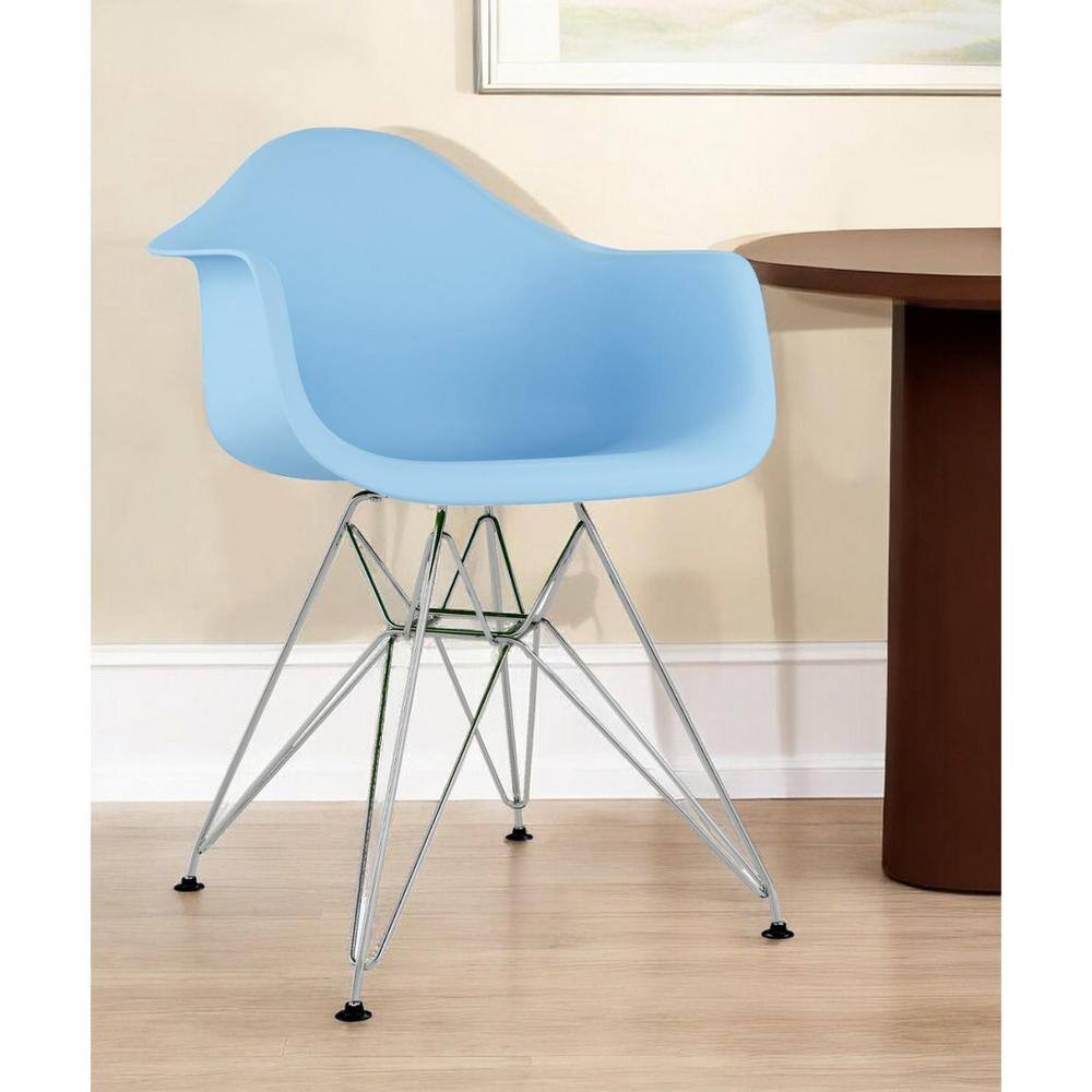 HomeRoots Light Blue And Silver Heavy Duty Plastic Arm Chair 2000520271