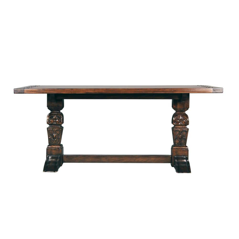 Hand-Carved Mahogany Rectangular Dining Table for Six