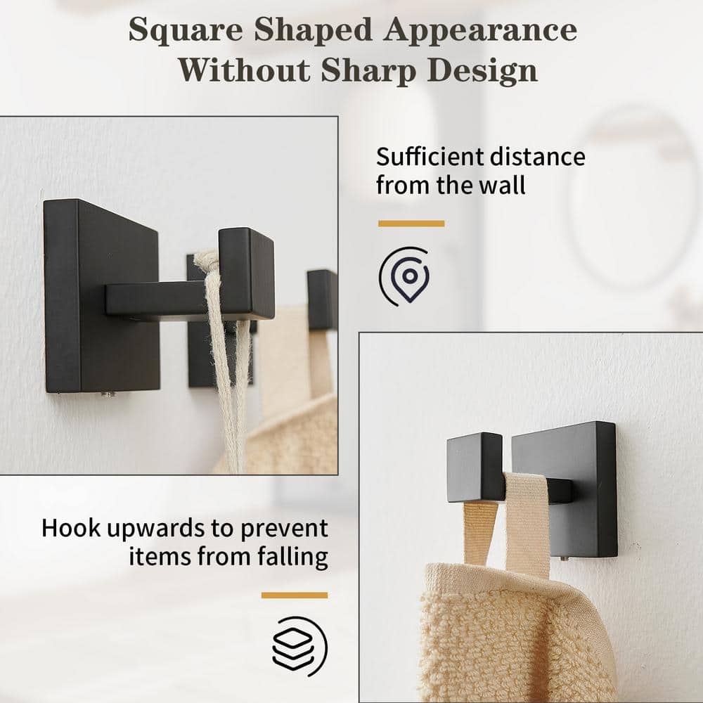 Matte Black Stainless Steel 5-Piece Bathroom Hardware Set