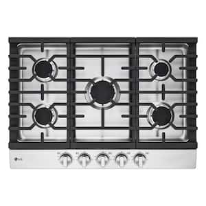 30 in. Gas Cooktop in Stainless Steel with 5 Burners with EasyClean