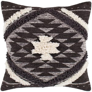 Vaihere 20 in. x 20 in. Black Graphic Textured Polyester Standard Throw Pillow